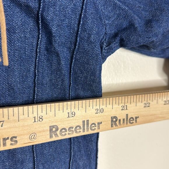 Vtg wanted Boho Western Fringe denim shirt button up with tassle size small cute - Picture 5 of 9